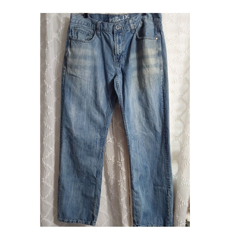Helix N56 Mens Relaxed Straight Leg Jeans 36x34